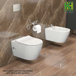 Show details for Mena rimless hunged wc pan with Integrated Mixer Picture of Mena rimless hunged wc pan with Integrated Mixer